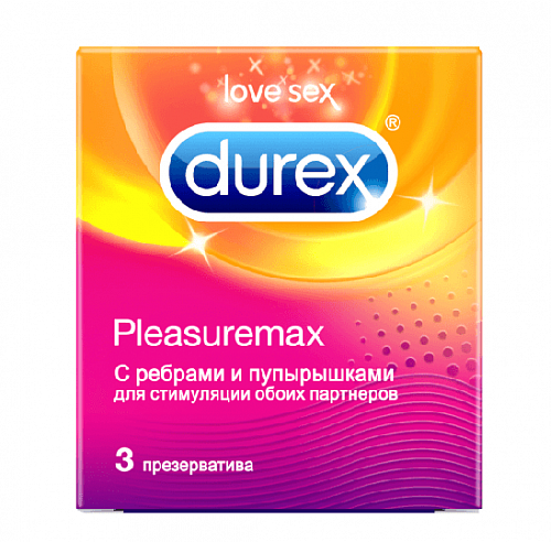 Рельефные презервативы с ребрышками и пупырышками Durex Pleasuremax, 3 шт