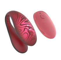 Парный вибромассажер с ДУ Twin+, красный