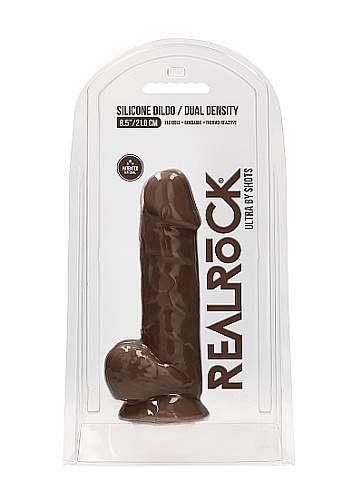 Фаллоимитатор на присоске Realrock Ultra 21.6 см с мошонкой, коричневый