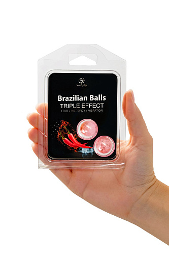 Массажное масло в шариках Secret Play Brazilian Balls с тройным эффектом, 2×4 г