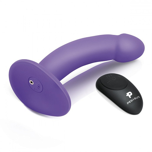 Страпон с вибрацией и ДУ Pegasus Curved Realistic Peg, фиолетовый