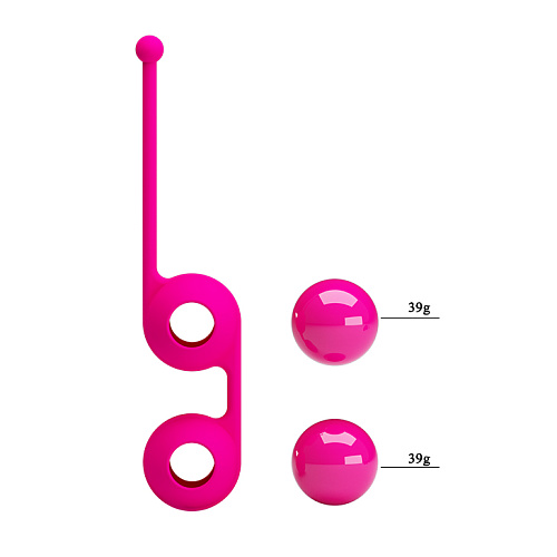 Вагинальные шарики со смещенным центром тяжести Pretty Love Kegel Tighten Up III, ярко-розовые