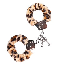 Металлические наручники с мехом Toyfa Theatre, леопардовые