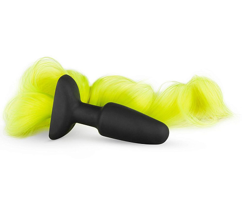 Плаг с лошадиным хвостом Easy Toys Butt Plug With Tail, желтый