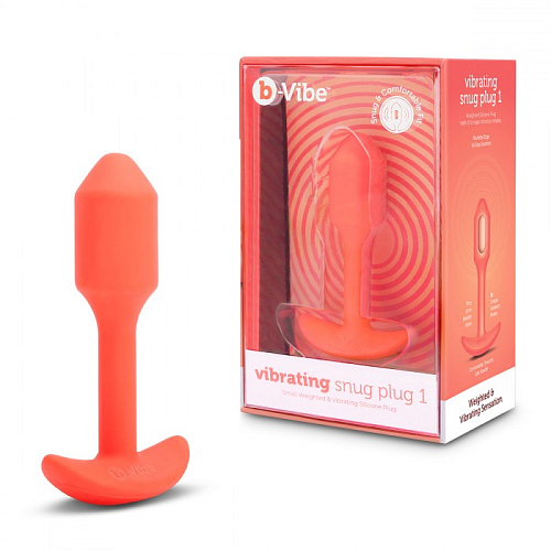 Маленькая вибропробка b-Vibe Snug Plug 1, оранжевая