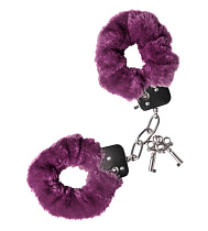 Металлические наручники с мехом Toyfa Theatre, фиолетовые