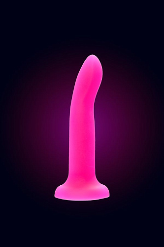 Светящийся в темноте фаллоимитатор для точки G на присоске Toyfa Beyond Bucky Glow, 14 см, розовый