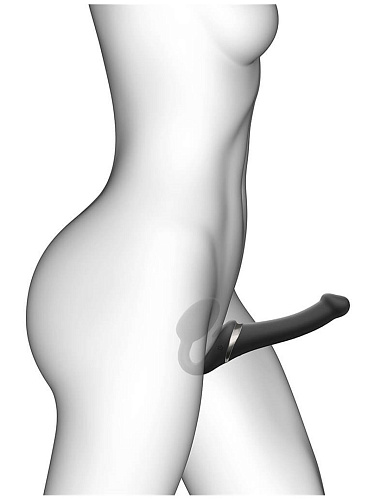 Страпон с клиторальным стимулятором и ДУ Strap-on-me Multi Orgasm, размер S, черный