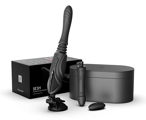 Компактная секс-машина с&nbsp;функцией нагрева, двумя насадками и&nbsp;присоской Zalo SESH, черная