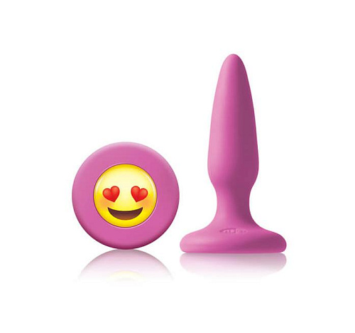 Анальная пробка маленькая Mojis ILY диам 2.1 см, розовая