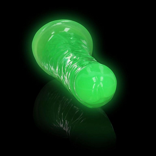 Светящийся в темноте фаллоимитатор на присоске Ouch! Glow in the Dark Slim, 17.5 см, зеленый