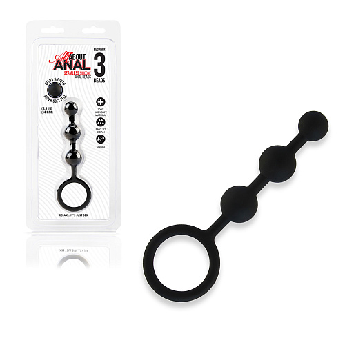 Анальные бусы All About Anal Silicone Anal Beads, диам. 2 см, черные