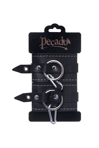 Наручники Pecado, двухслойные с белой строчкой