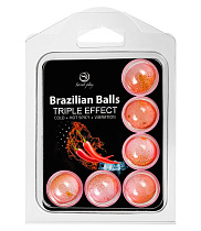 Массажное масло в шариках Secret Play Brazilian Balls с тройным эффектом, 6 x 4 г