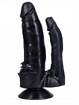Двойной фаллоимитатор-реалистик на присоске Джага-Джага черный, форма 11