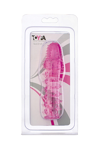 Рельефная насадка на пенис Toyfa Basic с ворсинками, розовая
