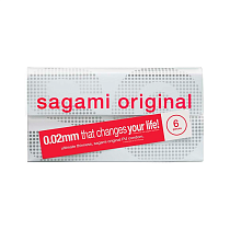 Ультратонкие полиуретановые презервативы Sagami Original 0.02, 6 шт