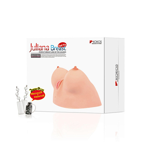 Реалистичный мастурбатор-грудь с вибрацией и ротацией Kokos Juliana Breast