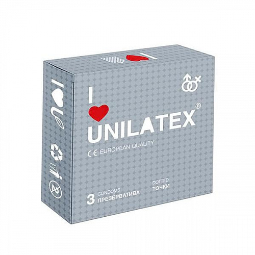 Рельефные презервативы Unilatex Dotted, 3 шт