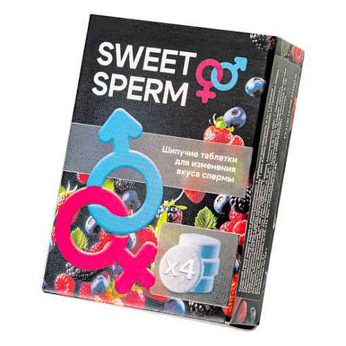 Шипучие таблетки для изменения вкуса спермы Sweet Sperm, 4 шт