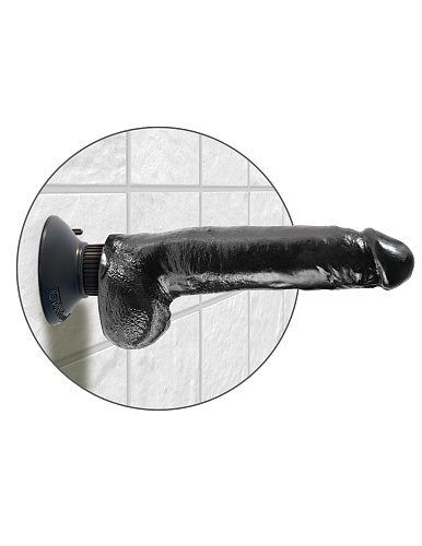 Большой фаллоимитатор с вибрацией на присоске Pipedream King Cock Vibrating Cock with Balls 9, 25 см, черный