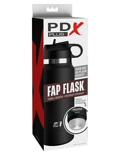 Прозрачный мастурбатор с вакуумом PDX FUCK FLASK, черный