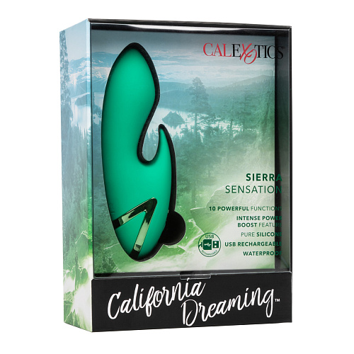Мини вибратор-кролик с функцией ускорения California Dreaming Sierra Sensation, зеленый