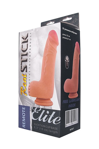 Фаллос с вибрацией на пульте RealStick Elite Vibro 19 см