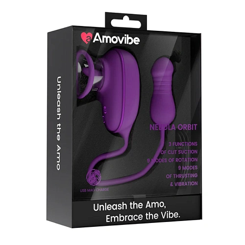 Помпа для клитора с подвижным язычком и вагинальным стимулятором Amovibe Nebula Orbit