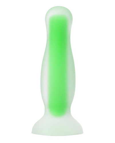 Светящаяся анальная пробка Mortimer Glow, диам. 3 см, зеленая