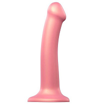 Фаллоимитатор для точки G Strap-on-me Mono Density Dildo Metallic Shine, 18 см, розовый
