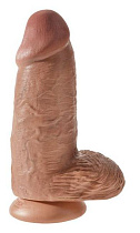 Большой утолщенный реалистичный фаллоимитатор на присоске Pipedream King Cock Chubby Tan 9, коричневый 