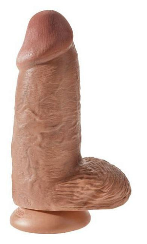 Большой утолщенный реалистичный фаллоимитатор на присоске Pipedream King Cock Chubby Tan 9, коричневый