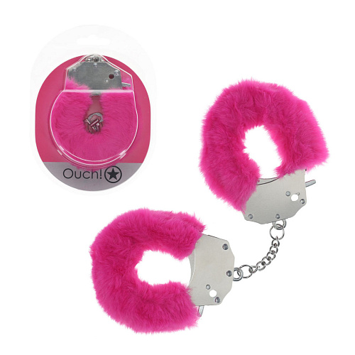Металлические наручники с розовым мехом Heavy-duty Fluffy Handcuffs