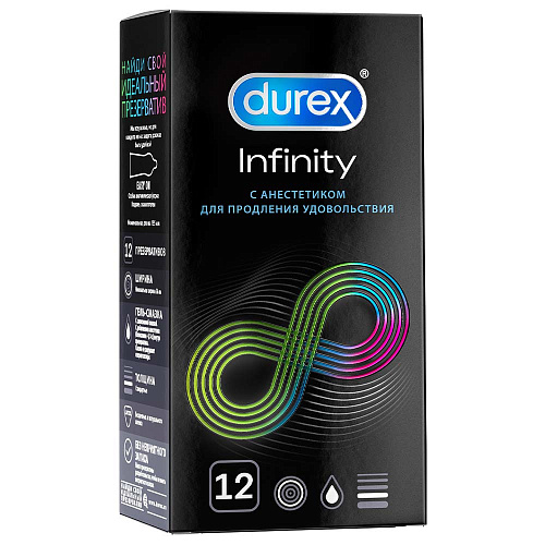 Продлевающие презервативы с анестетиком Durex Infinity, 12 шт