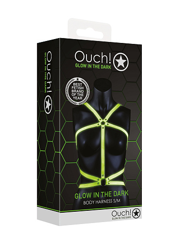 Женская портупея Glow in the Dark Body Harness, S/M