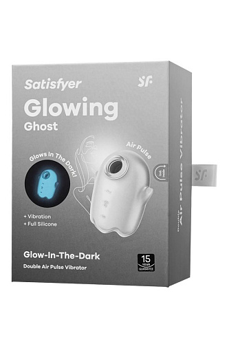 Светящийся в темноте вакуумный стимулятор Satisfyer Glowing Ghost, белый