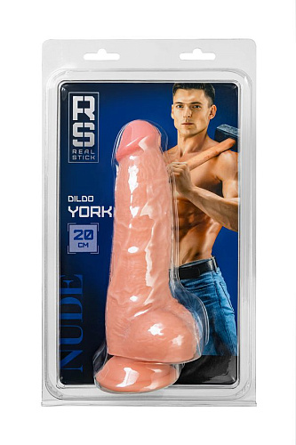 Фаллоимитатор RealStick Nude York на присоске с мошонкой, 20 см