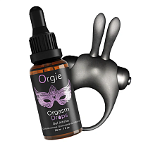 Набор Orgie Orgasmic Bunny c гелем Orgasm Drops и виброкольцом