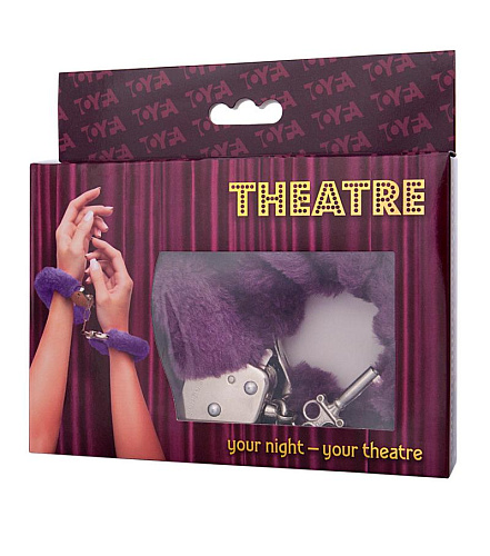 Металлические наручники с мехом Toyfa Theatre, фиолетовые