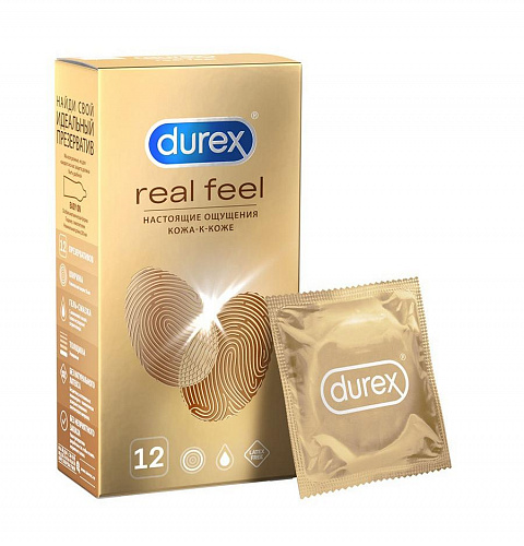 Классические презервативы из синтетического латекса Durex Real Feel, 12 шт