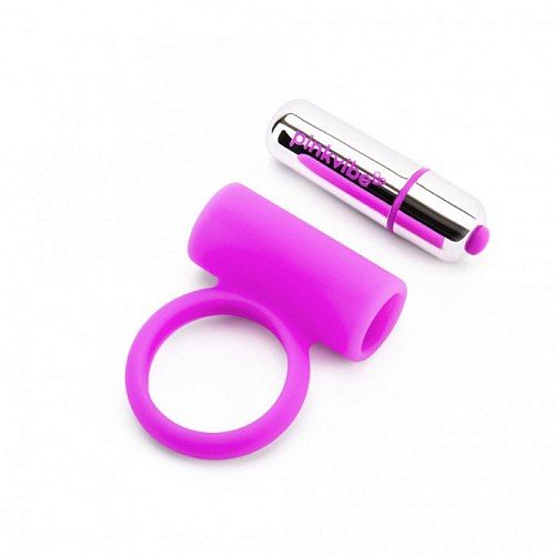 Эрекционное кольцо с вибрацией PinkVibe, фиолетовое