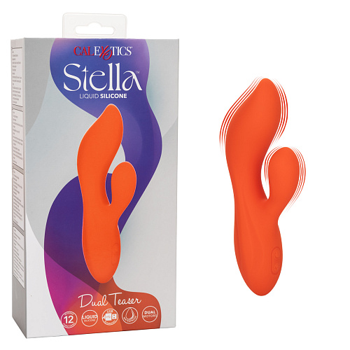 Вибратор-кролик CalExotics Stella Dual Teaser, оранжевый