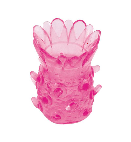 Рельефная открытая насадка на пенис Toyfa Basic с усиками, розовая