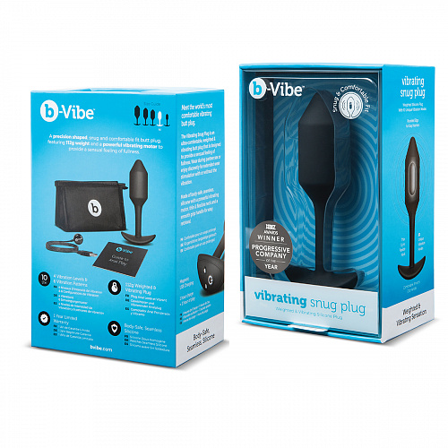 Анальная пробка для ношения с вибрацией b-Vibe Vibrating Snug Plug 2, черная