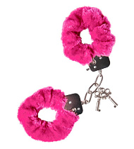 Металлические наручники с мехом Toyfa Theatre, розовые