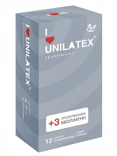 Рельефные презервативы Unilatex Ribbed, 12 шт