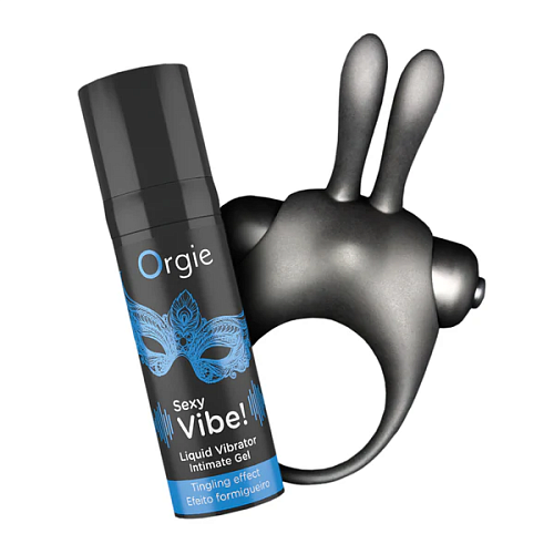 Набор Orgie Vibe! Bunny с вибрирующим гелем Sexy Vibe и виброкольцом
