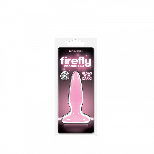 Светящаяся анальная пробка маленькая Firefly диам. 2 см, розовая