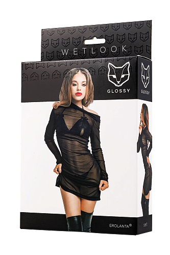 Комплект Glossy Sheril, платье-сетка, лиф и&nbsp;трусики,&nbsp;S
